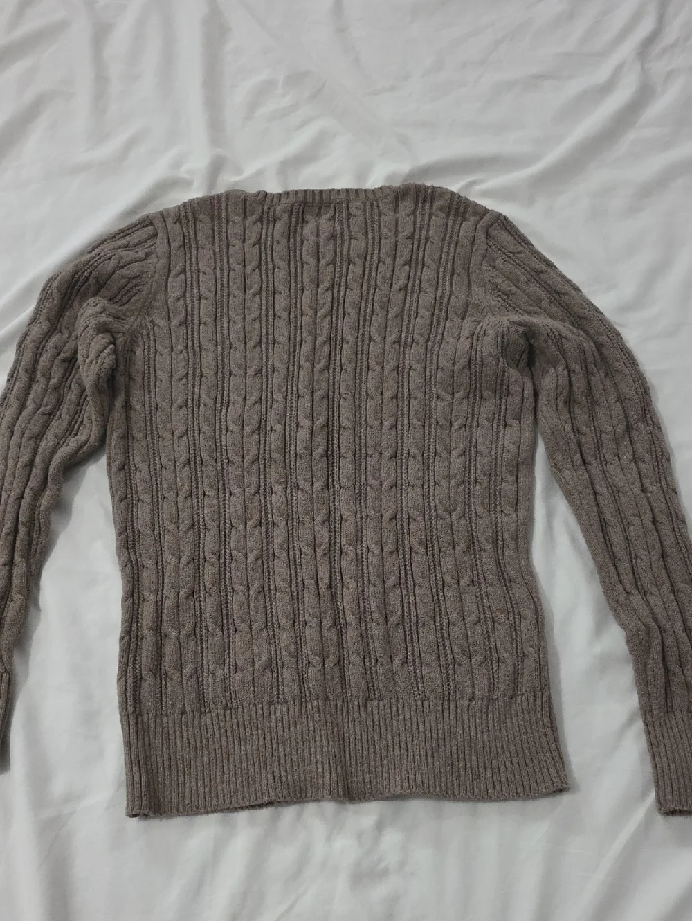 St. John's Bay Taupe Cable Knit Crewneck Sweater - Picture 4 of 4